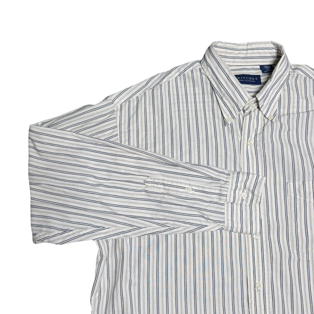 VTG Britches Mens L Striped Button Down Shirt Cotton Made in USA Academia Preppy